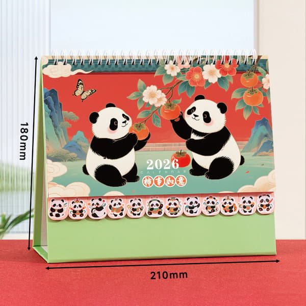 Stil 2026 Häst Panda Skrivbordskalender Spiralbindning Hästår C A6