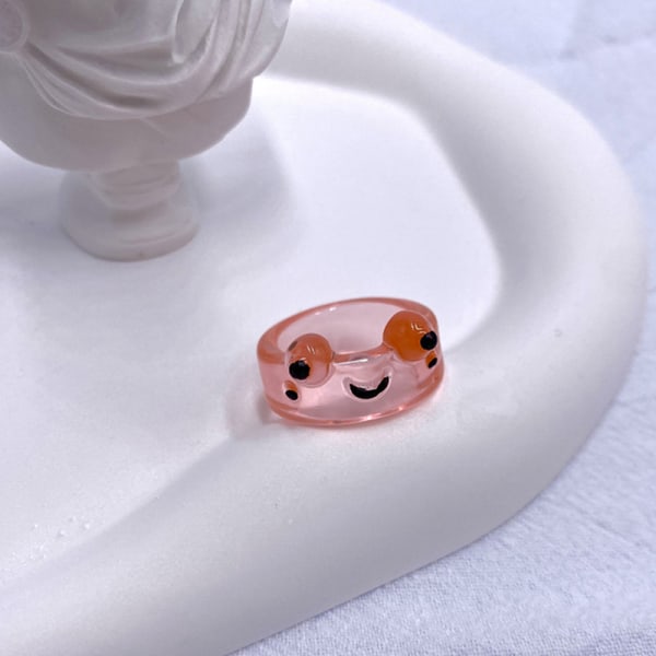 e Smile Frog ringe til kvinder piger Sjove tegneserie dyreringe A Pink