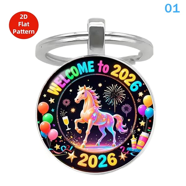 Vintage 2026 Hästens år Design Kupolglas Legeringshänge 2