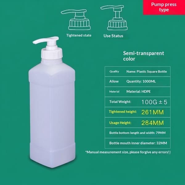 Vaskemiddelflaske 250 ml-2 l desinfeksjonsmiddel vann håndvask Transparent S 1000ml