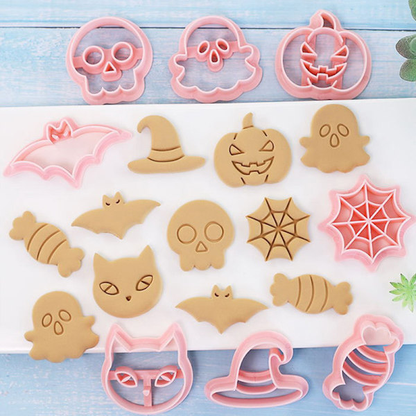 8 stk Halloween kakeformsett Gresskar trykkbar kakeform B