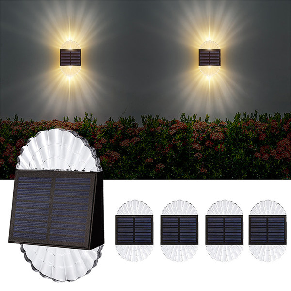Solar LED Udendørs Lys Akryl Shell Solar RGB Væglampe Gard