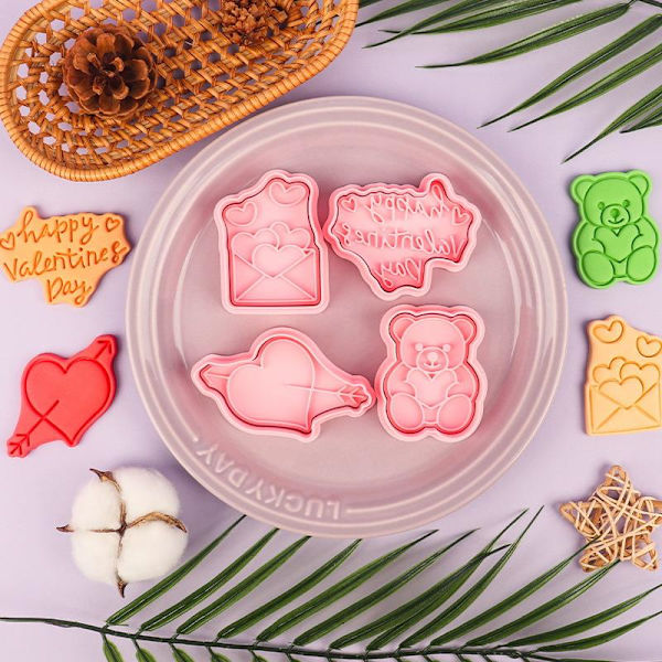 3D Valentinsdag Kakestempler Kjeksform Stempel Bakeutstyr A2