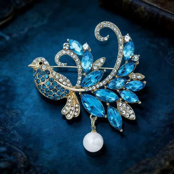 Mode Luksus Krystal Rhinestone Fuglebroche Til Kvinder Frakke Je