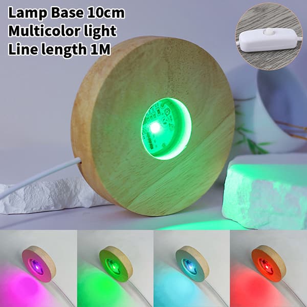 10cm Wood Light Base Tre LED Light Roterende Display Stand La 10cm 3 Color light1M
