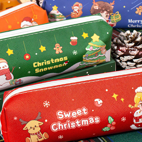 Kawaii Julpennfodral Stor Kapacitet Pennförvaringsväska 1pc random