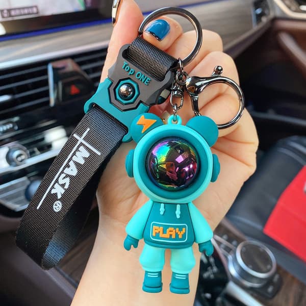Cartoon Lightning Bear Keychain och Astronaut Bear Doll Keyring B Gray