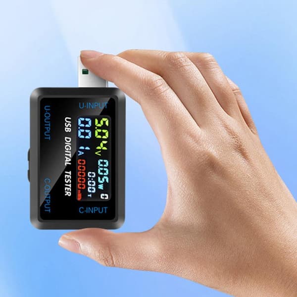 High End 10-i-1 USB Type C Voltmeter Amperemeter Kapacitetstester D USB