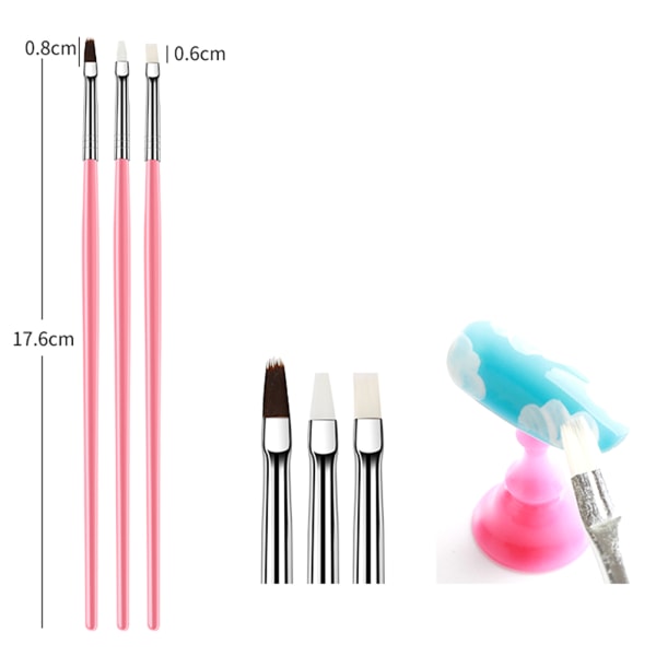 15 stk/sett Nail Manicure Gel Brush For Nail Art Ombre Brush Black