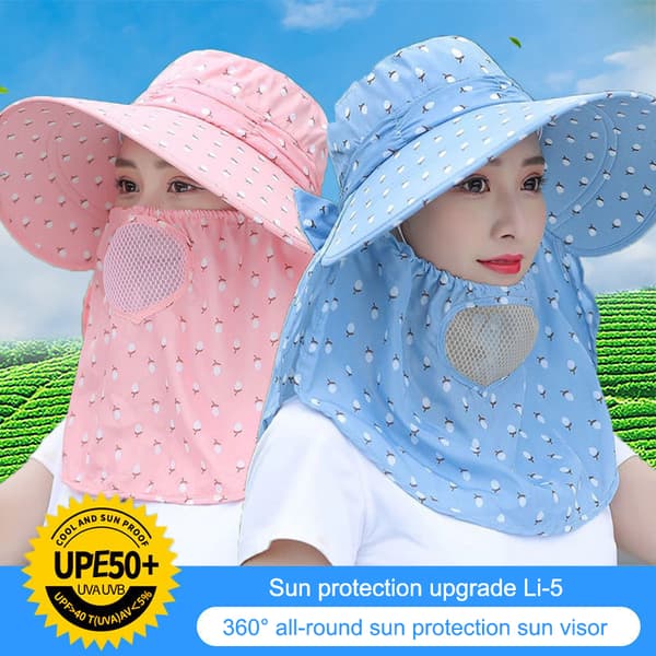 Solhat Kvinde Sommer Hat Cover Ansigt Åndbar Solhat All-mat Gray