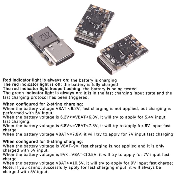 1/3 st Typ-C 2S/3S 3,7V Laddnings- och urladdningsmodul Laddningskort 3pcs