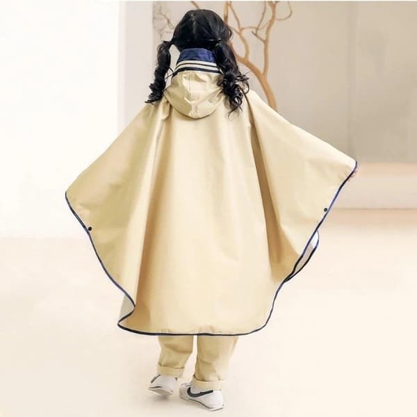 Barn Cape-stil Poncho Regnrock Förtjockad Kappa Med Ryggsäck C Navy blue L