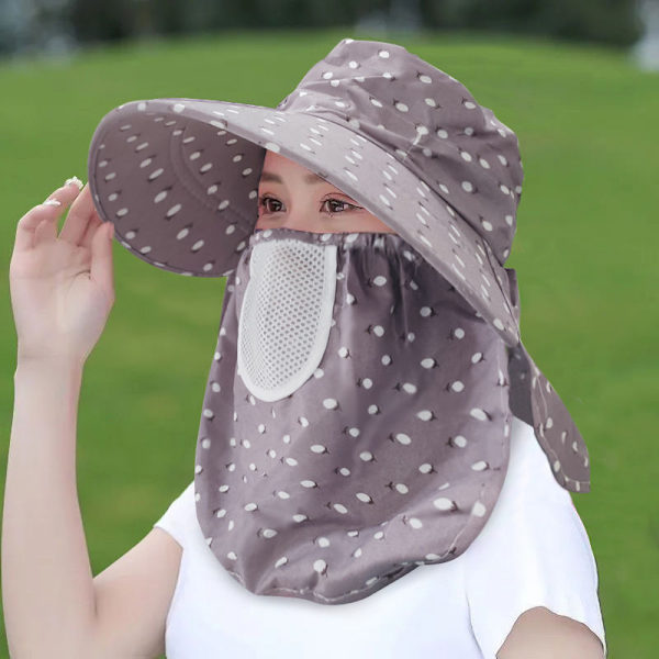 Solhatt Kvinnlig Sommarhatt Cover Ansikte Andningsbar Solhatt Helmatta Gray