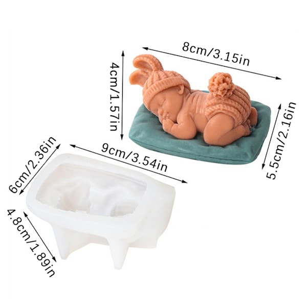 3D Baby Sleeping Shape Silikoneform Køkken Fondant Kage Bagning