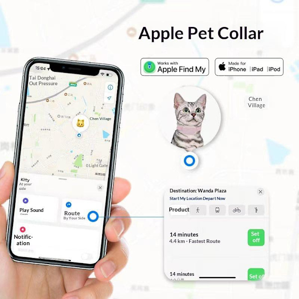 Bluetooth GPS Tracker Hund Mini Spårning Rörelse Varning Halsband A1