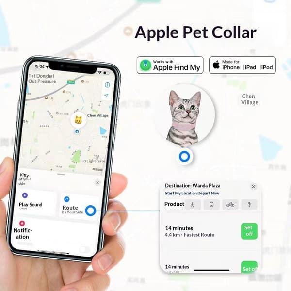 Bluetooth GPS Tracker Hund Mini Sporing Bevegelsesvarsel Halsbånd A1
