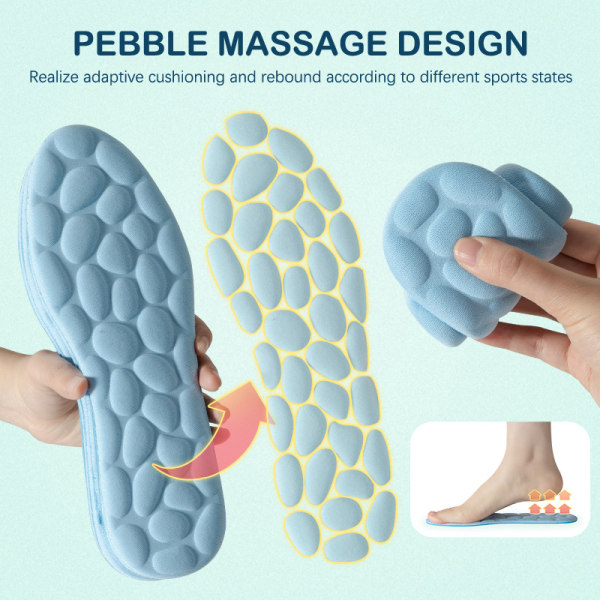 1Pair Massage Memory Foam -pohjalliset kengille Pohja Hengittävä Cus 43-44