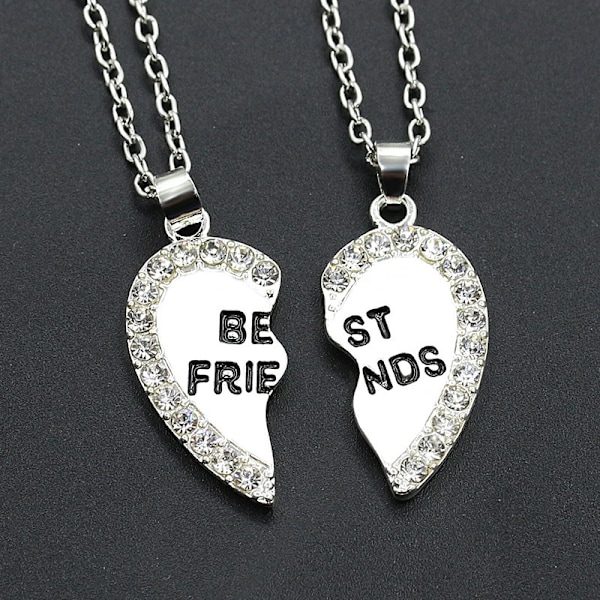 BFF kaulakoru naisten kristalli sydänriipus Best Friend Letter Muualle silver