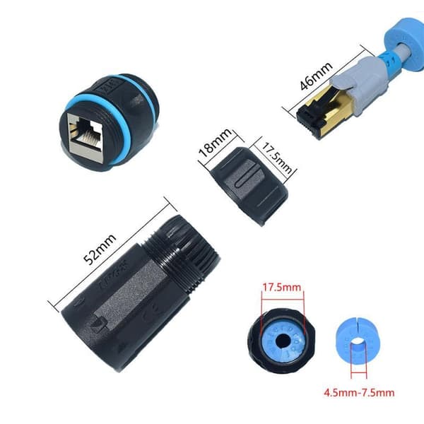 AT6/CAT6A/CAT7 RJ45 Vandtæt Stik RJ45 Ethernet/Netværk A3