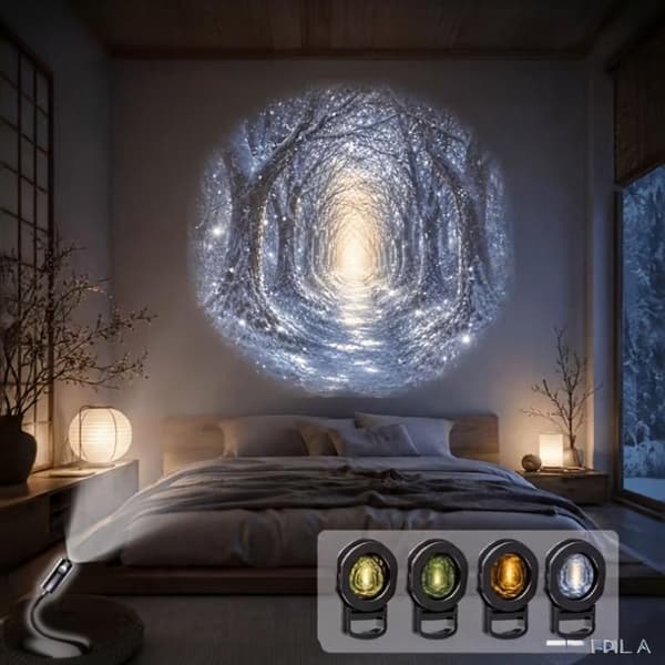 Helbredende landskapsmønster USB-projeksjonslys 360° roterende lampe 1set