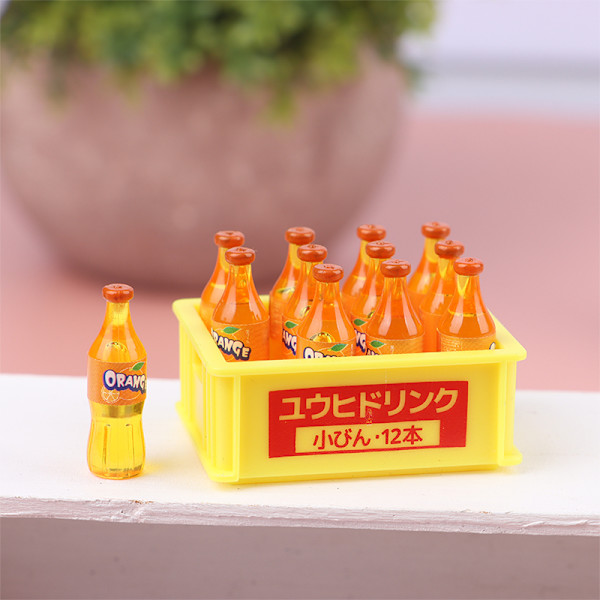 1 setti 1:12 nukkekodin miniatyyri soodapullo ja säilytyslaatikko L Orange