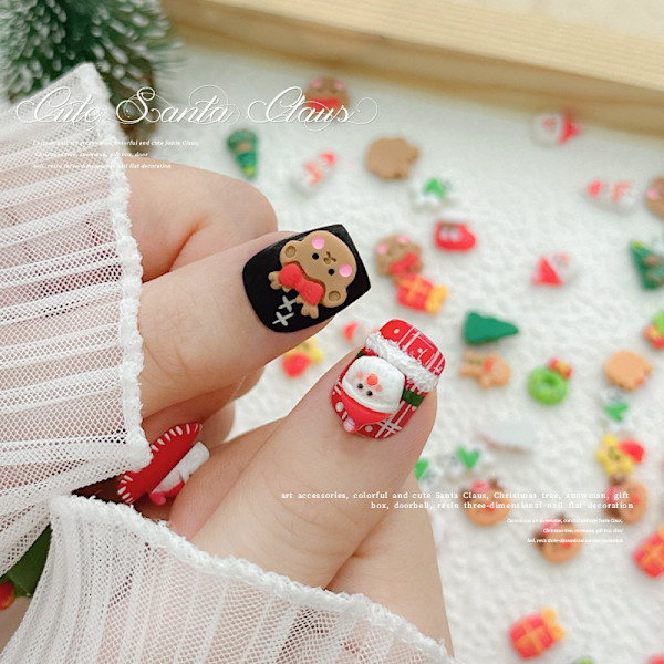 20 st Mixed 3D Cartoon Resin Julserie Nagelcharm