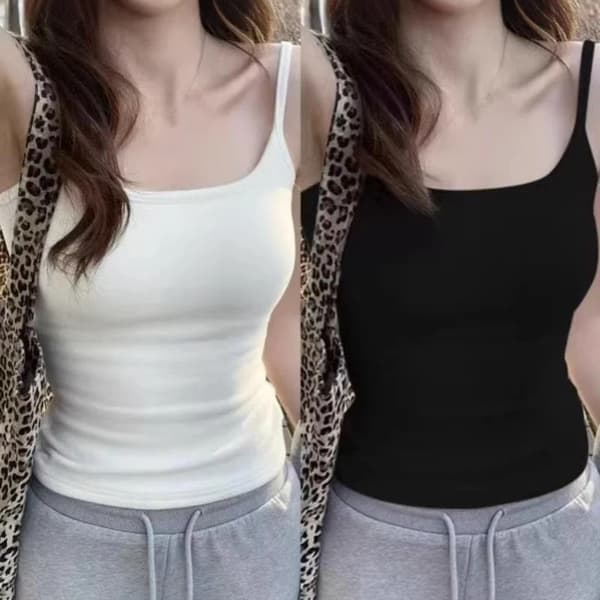 Jenter Polstret BH Tank Top Kvinner Uformell Stropp Topp Vest Kvinne Ca White