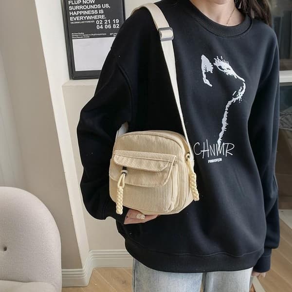 Fløjls Crossbody Taske Med Justerbar Skulderrem Flere A7
