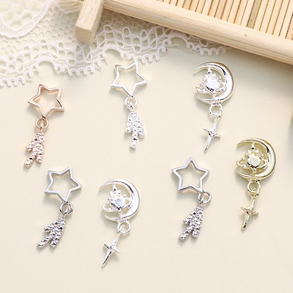 5 st Nail Diamond Nail Art Decor Star Moon Nail Drills Patch Na A4
