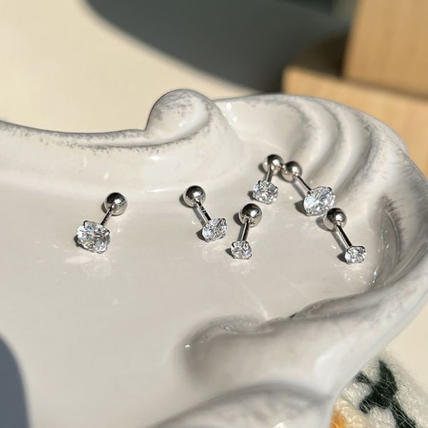 1 par 3/4/5 mm krystal zirkon ørestikker øreringe til kvinder plet 0.5cm