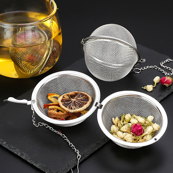 Rustfri teinfuser Sphere Locking Spice Tea Ball Sil Me M