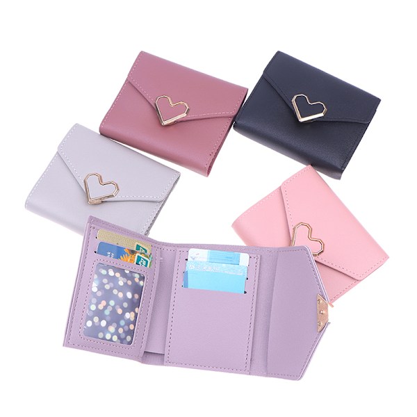 1 Stk Love Heart Lommebok Kvinner Pung Mini Mynt Pung Kortlomme Hot pink