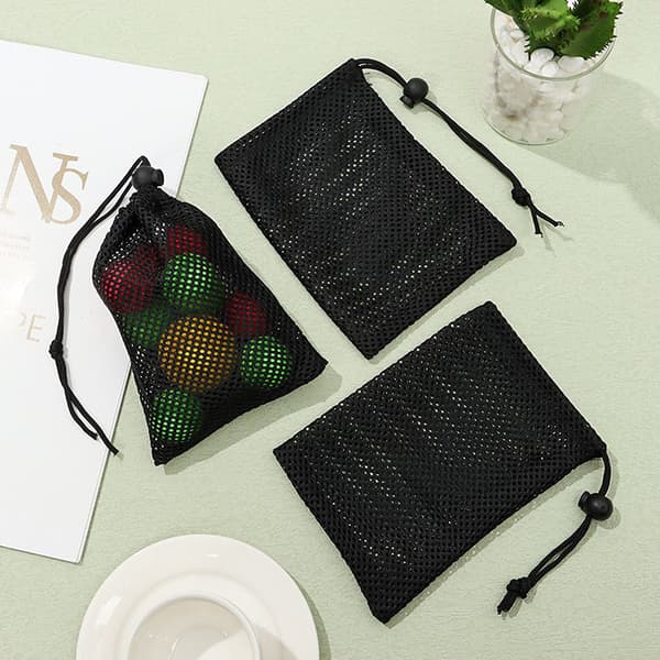 Svart Hvit Holdbar Mesh Snøring Bag Oppbevaringspose Multi Pur A3