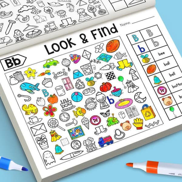 1 set Look & Find visuell pusselbok för barn med färg och form A2