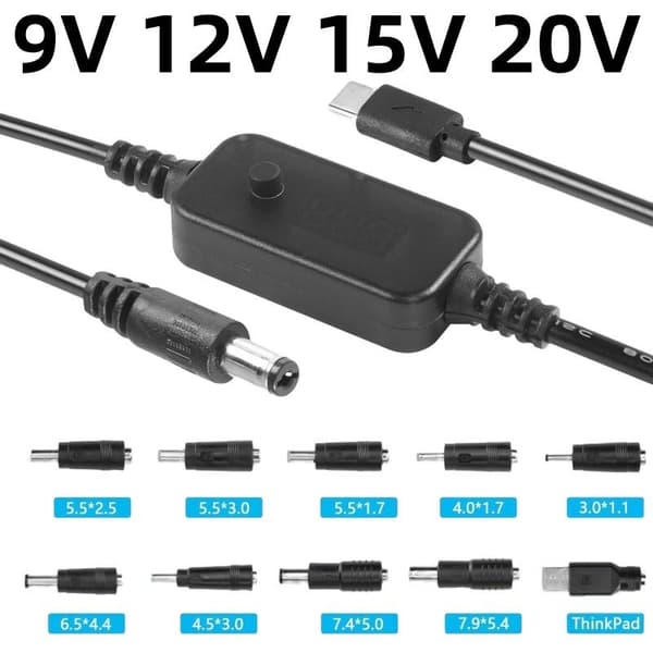 1 sæt DC 5-20V 65W Boost Converter med 8/10 adaptere Type C til A