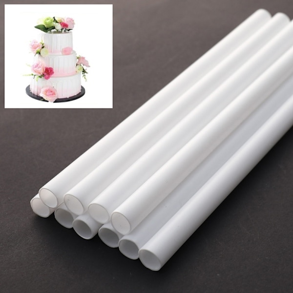 10 st vita plastkaksstöd stänger runda stänger 10pcs 24cm