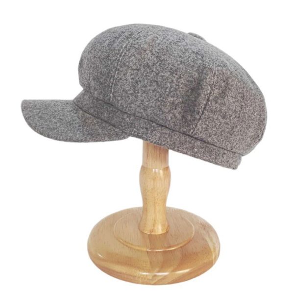 Mode Kvinder Baret Efterår Vinter Octagonal Cap Hatte Kunstner Pai Gray