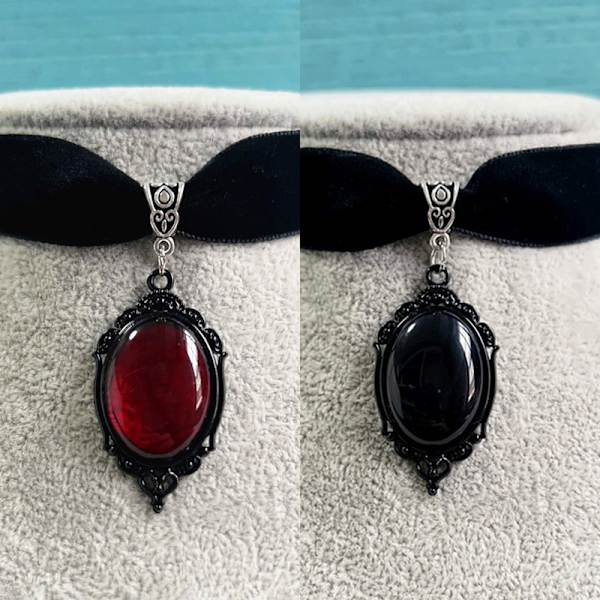 Gothic Vampire Cameo hängsmycke Choker Velvet halsband B