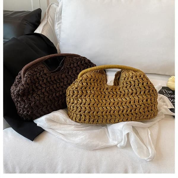 Mode Strå Clip Skal Clutch Taske Til Kvinder Designer Papir Wo A