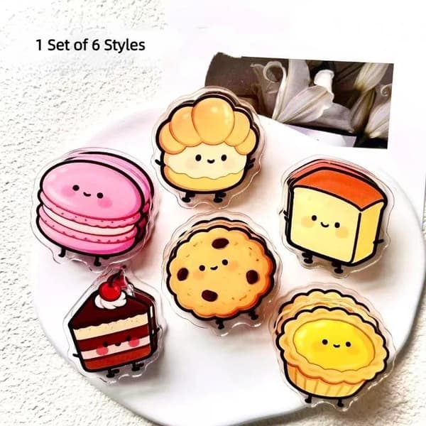 6 st/set Kawaii tecknad dessert akryl gem e Journal D 6pcs set
