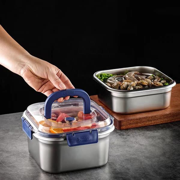 Rostfri Sallad Fruktbehållare Förseglad Anti-dropp Stor L 2500ML