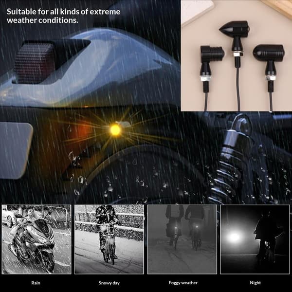 1 par motorsykkel blinklys Mini LED Bullet Flasher Light Ind A1