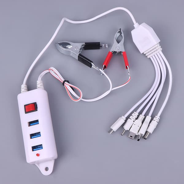 3USB Clip med afbryderoplader Mobiltelefonoplader USB-interface White