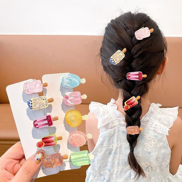 10 kpl e Mini Ice Cream läpinäkyvä hauska hiusklipsi naisille A1