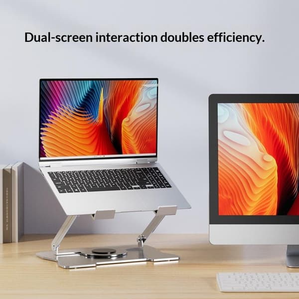 Bærbar stativ Tablet Holder 360° Roterende Højdejusterbar Metal ASilve Rotatable
