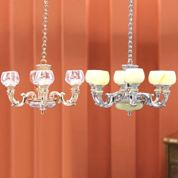 1:12 Dukkehus Miniature Lysekrone Light Loftlampe Light Fu B