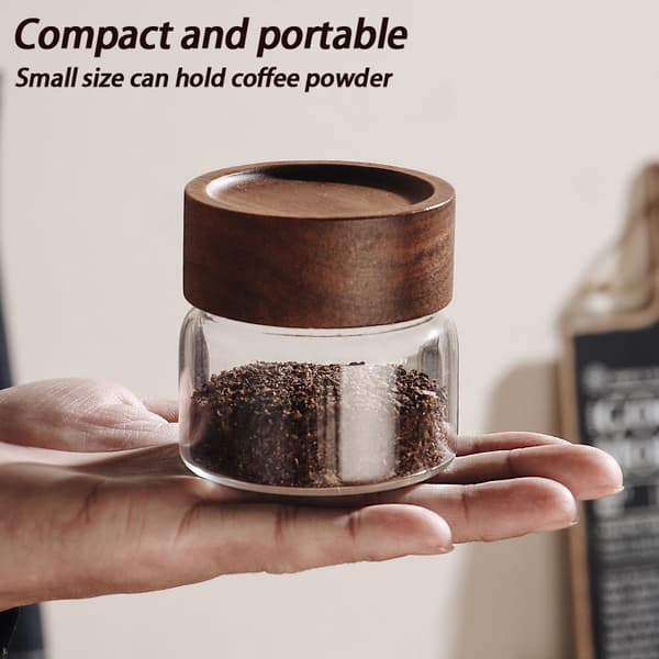 Kaffeböna Glas Förseglad Burkte Kaffepulver Krydda Förseglad Sto B