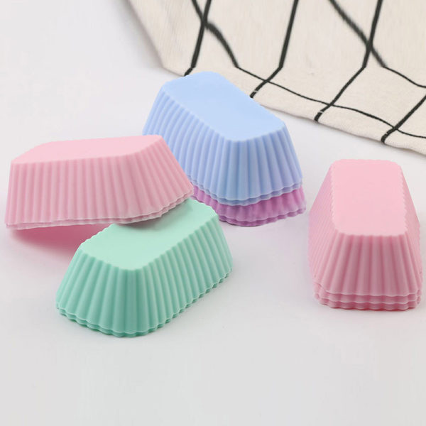 5 Styck Silikon Molds Rektangulära Muffin Cup Tårta Bakning Mou Random-5pcs