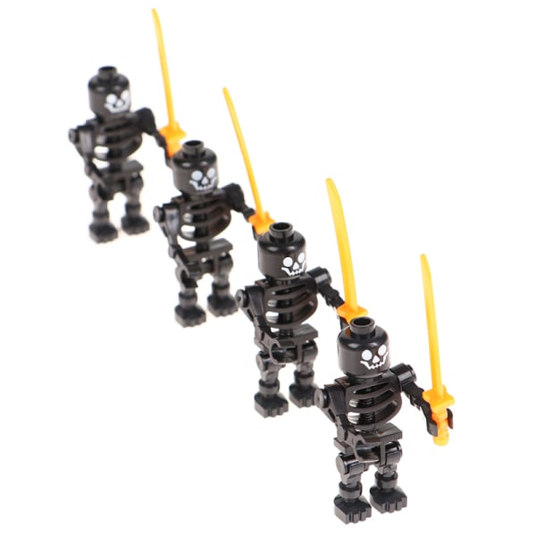 Sæt med 10 stk Skull go figurer byggeklodser legetøj black