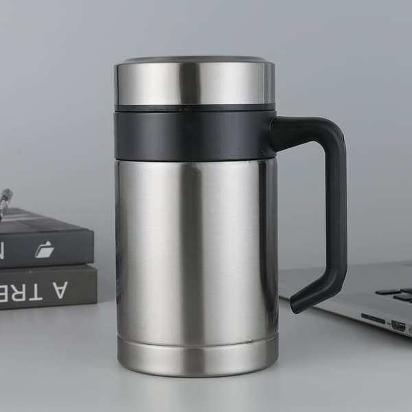 Kaffemugg i rostfritt stål 450 ml isolerad vattenflaska koppar T Silver